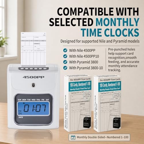 300 Time Cards, Compatible with Nile 4500PP/4500PP10 & Pyramid 3800/3800-10