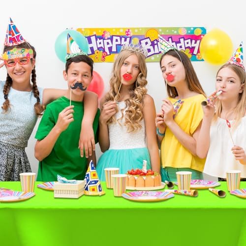 CXPSINC 54 Inch X 300 Feet Plastic Table Cover Roll Disposable Tablecloth with Slide Cutter for All Type/Shape Tables | Party, Banquet, Birthdays, Weddings(Lime Green, 300 Feet)