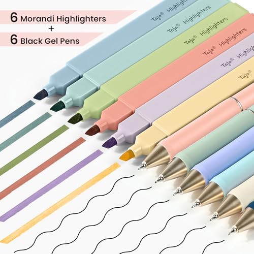 Taja 12 Pack Bible Highlighters and Pens Set, No Bleed and Quick-Drying