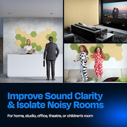 Acoustic Panels 12-Pack Soundproof Wall Panels 12"X10.4"X0.4" Sound Panels High Density Sound Dampening Panels - [Cancun Sand Hexagon]