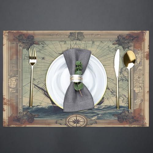 Placemats Set of 6 Washable Linen Place Mats Cloth Table Mats 12x18 Inch