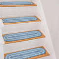 Homespice Denim Jute Braided Stair Treads, Oval 8x28 Set of 13