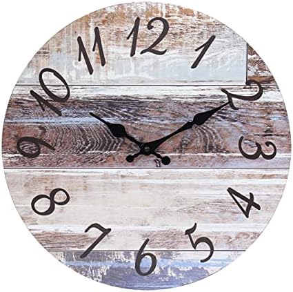 Stonebriar Vintage Farmhouse 14 Inch Round Battery Operated Hanging Wall Clock