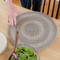 Homespice Grey Cloud Jute Braided Placemats, Round 15" Set of 6