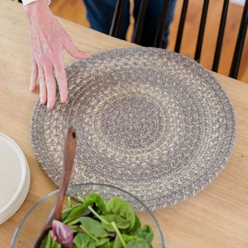 Homespice Grey Cloud Jute Braided Placemats, Round 15" Set of 2