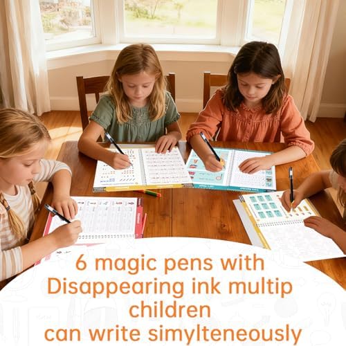 KAK Magic Grooved Writing Practice 6 Books Ages 3-8 w/Pen Grips