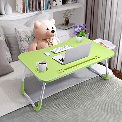 Slendor Bed Desk for Laptop and Writing with Storage, Cup Holder, Light
