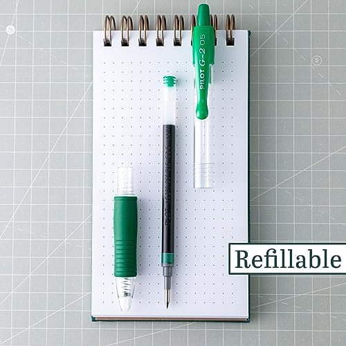 PILOT G2 Premium Retractable Rolling Ball Green Gel Pens, 0.5mm, 12-Pack