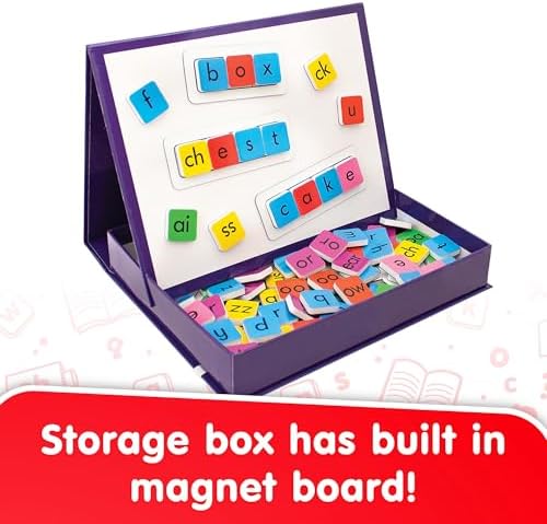 Junior Learning Rainbow Phonics Tiles with Built-in Magnetic Board Multi
