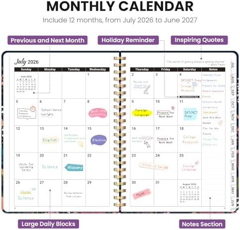 ZOTIA Planner 2026-2027 Jul 2026-Jun 2027 Academic Monthly & Weekly Planner