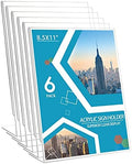 Acrylic Sign Holder 6 Pack 8.5x11 Slant Back Acrylic Stands for Display Plexiglass Clear Acrylic Display Stands for Ad Frame, Picture Photo Frames, Promotions, Restaurants, Office, Store, Home