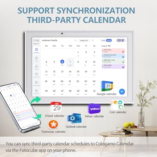 10.1 inch Smart Digital Calendar & Chore Chart, 1920 * 1080P Full HD Touchscreen Interactive Display, Desk Planner with Meal Scheduler, Achievement Rewards for Family Schedules and Cloud Photo