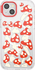 PopSockets iPhone 15 Plus Case Compatible with MagSafe, Phone Case for iPhone 15 Plus, Wireless Charging Compatible, Case Only - Red Shrooms