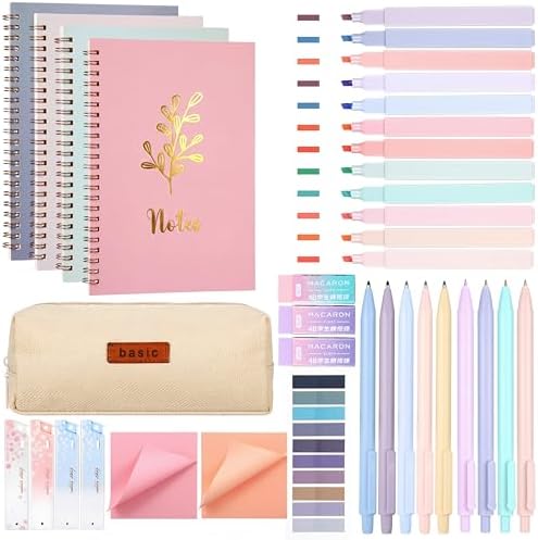 Resurhang 36 Pcs Spiral Notebook Stationary Set, Aesthetic School Supplies for Women, Back to School Supplies Bible Study Kit, Office College Essentials Include A5 Notebook Pencil Case Notes Tabs