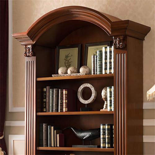 Sepia Timber Vertical Closed Back Organizer Shelf with 3/4/5 Shelves American Bookcase Retro Study Multi-Layer Bookshelf Storage Unit Floor-Standing Shelf Home Use Brown 51" L x 18" W x 87" H