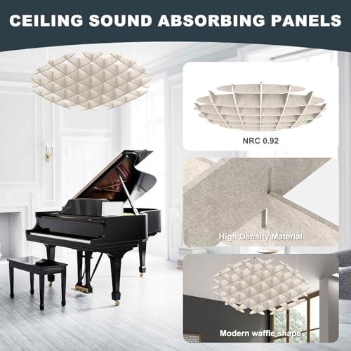 Acoustic Ceiling Panels Sound Absorbing Panels, Hexagon Light Beige