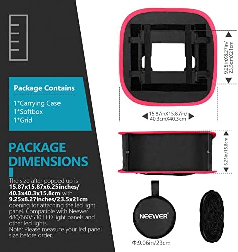 NEEWER Foldable Softbox Light Box with Strap Clip, Grill and Carry Bag
