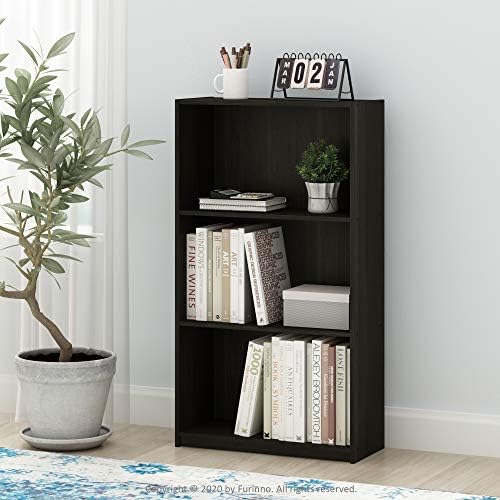 Furinno Basic 3-Tier Book Shelf with Open Shelves, Espresso