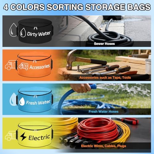 Nilight 4 Pack RV Hose Storage Bag, Waterproof Dual Zipper Closure