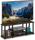 Furinno Turn-N-Tube No Tools 3D 3-Tier Entertainment TV Stand up to 50 inch TV, Round Tubes, Columbia Walnut/Black | for TV up to 50 Inch, Open Frame Rectangular Entertainment Center with Storage Shelf, TV Console, for Living Room, Bedroom