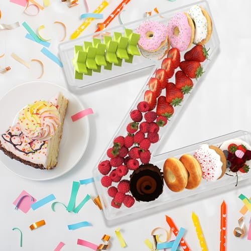 13.8" Extra Large Acrylic Letter Charcuterie Board Box, Reusable Fillable Letter Cake Candy Dish Display Serving Tray for Birthday Anniversary Party Decoration (Z)