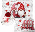 Valentine's Day Placemats Set of 4, Gnome Couple Place Mats Washable Dining Table Mats Wedding Anniversary Party Romantic Valentines Decor for Kitchen&Linens Outdoor Indoor, Red Love Heart Letter