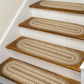 Homespice Cookie Dough Jute Braided Stair Treads, Oval 8x28 Set of 13