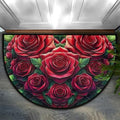 Valentine Rose Flower Half Round Door Mat Non Slip Washable Semi Circle Area Rug Absorbent Soft Half Moon Rug Floor Mat for Indoor Outdoor Kitchen Bathroom Patio Front Door Mat Decor