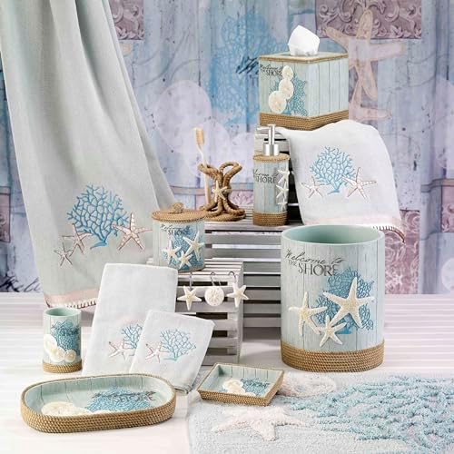Avanti Linens - Accessory Set, Resin Tumbler, Toothbrush Holder, Soap Dish & Lotion Pump, Durable Bath Decor (Beachcomber Collection)