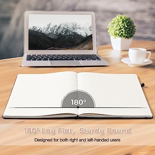 Graph Paper Notebook,Large 8.5 x 11 Hardcover Leather Journal for Women Men