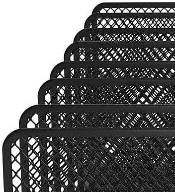 TRU RED Wire Mesh File Organizer, 7‑Compartment, Matte Black, 2‑Pack – Desktop Sorter for Files, Folders & Mail