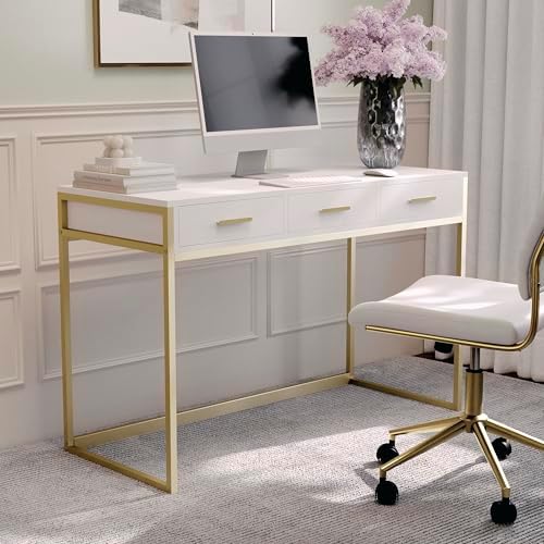 Martha Stewart Ollie 3 Drawer Home Office Desk, White