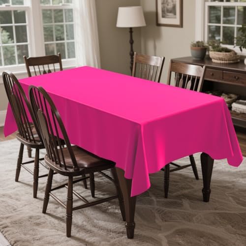 CXPSINC 54 Inch X 300 Feet Plastic Table Cover Roll Disposable Tablecloth with Slide Cutter for All Type/Shape Tables | Party, Banquet, Birthdays, Weddings(Fuchsia, 300 Feet)