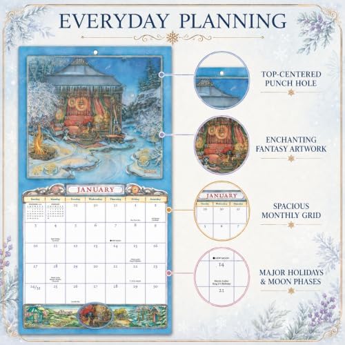 The Cobblestone Way 2027 Wall Calendar, 16-Month Whimsical Art & Illustration Calendar by Kim Jacobs, 12" x 12"