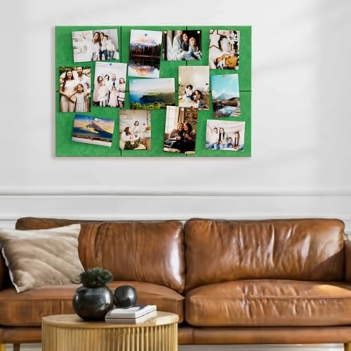 MaxGear Felt Bulletin Board 36" x 24", 6 Pack Emerald Green Felt Wall Tiles