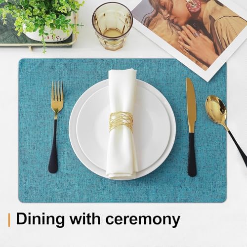 Homaxy Cloths Placemats for Dining Table Set of 6, 13" x 19", Teal