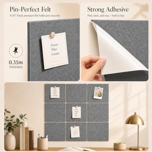 Felt Bulletin Board Tiles, Cork Board Alternative, 48 x 36 in