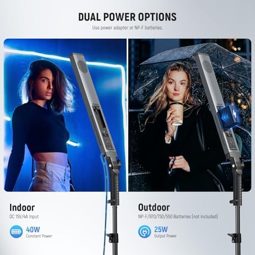 NEEWER Handheld 2.4G LED Video Light Stick Kit, Upgraded 40W Dimmable 3200K-5600K CRI97 with Stands/Filters/Carry Bag for Gaming Photography YouTube TikTok Video Recording, BH20B Ultra