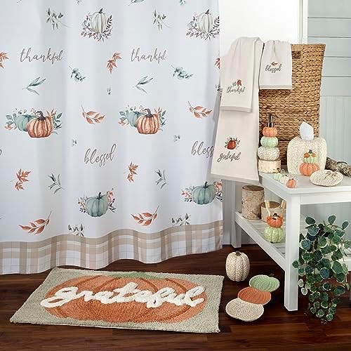 Avanti Linens - Wastebasket, Decorative Trash Can, Fall Inspired Bathroom Decor (Grateful Patch Collection)