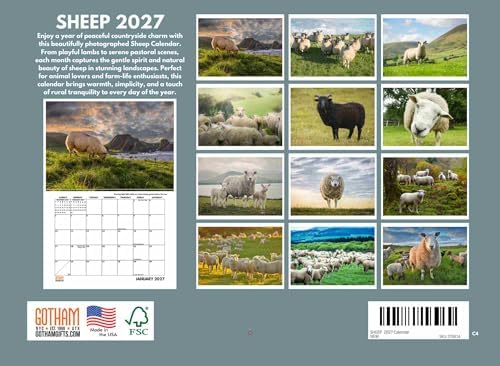 Sheep Calendar 2027 Monthly Wall Calender 12 Month