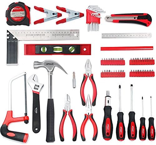 Apollo Tools 71 Piece Complete Household Tool Set, Red DT0204