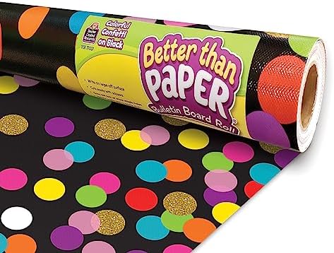 Teacher Created Resources Colorful Confetti on Black Better Than Paper Bulletin Board Roll (TCR77037)