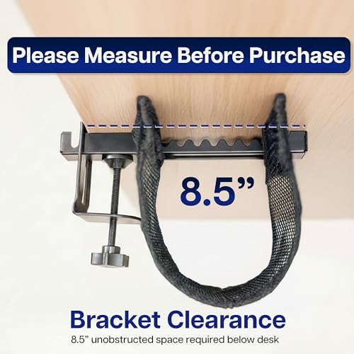 VIVO No Drill Clamp-on 44 inch Mesh Net Under Desk Cable Management Wire Organizer, Adjustable Home Office Standing Desk Cord Storage Sleeve, Black, DESK-AC44MH