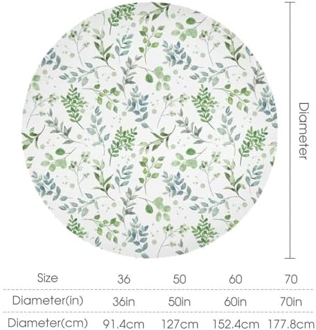 Sage Leaves Tablecloth, Watercolor Spring Floral Green Eucalyptus Leaf Print Table Cover for Farmhouse Kitchen Dinning Indoor Outdoor Party Decor, 50x50in