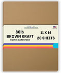 20 Brown Kraft Fiber 80# Cover Paper Sheets - 11" X 14" (11X14 Inches) Scrapbook|Picture-Frame Size - Rich Earthy Color with Natural Fibers - 80lb/pound Cardstock - Smooth Finish