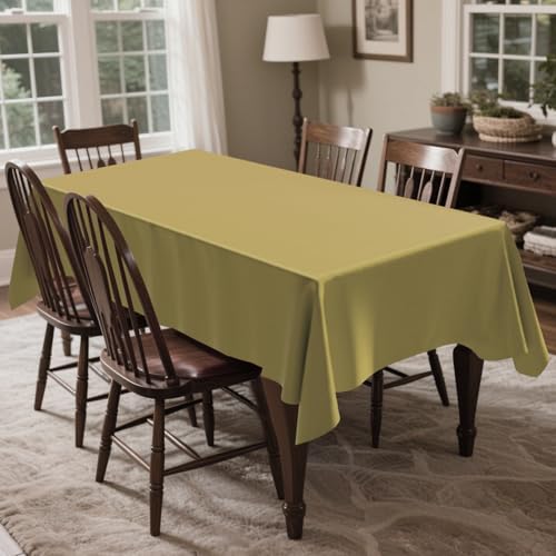 CXPSINC 54 Inch X 300 Feet Plastic Table Cover Roll Disposable Tablecloth with Slide Cutter for All Type/Shape Tables | Party, Banquet, Birthdays, Weddings(Gold, 300 Feet)