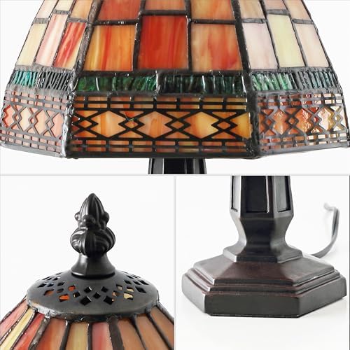 JONATHAN Y Carter Tiffany Style Stained Glass Table Lamp 12", Red/Yellow