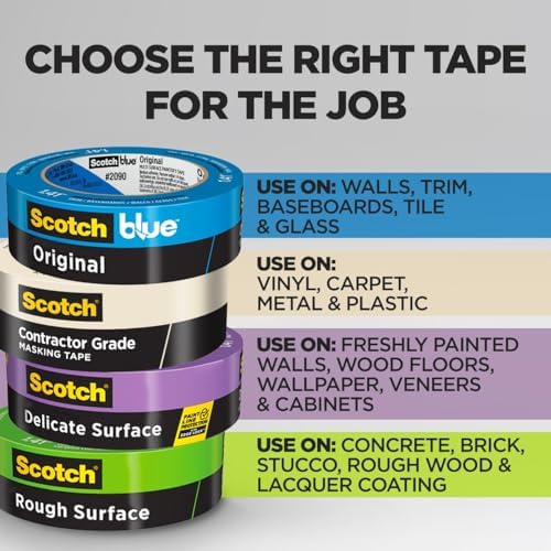 Scotch Painter's Tape Contractor Grade Masking Tape, 6 Rolls, 1.88 in x 60.1 yd, Holds to Surfaces For Up to 3 days, Removes Easily Without Leaving Sticky Residue, Interior & Exterior Use (2020-48TP6)