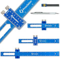 ELEON Precision Woodworking Ruler, Set of 3 (12, 8, 6 Inch) - Precise Woodworking Pocket Tool with Extra Wide 2" Sliding Attachment - Slide T-Square Scribing Kit Plus Mechanical Pencil - Aluminium