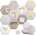 Hexagon Cork Bulletin Board Tiles, 10 Pack Felt Panels for Wall,